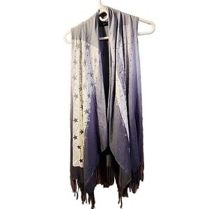 Voice of California NEW $59 Small‎ Stars And Stripes Gray Boho Vest